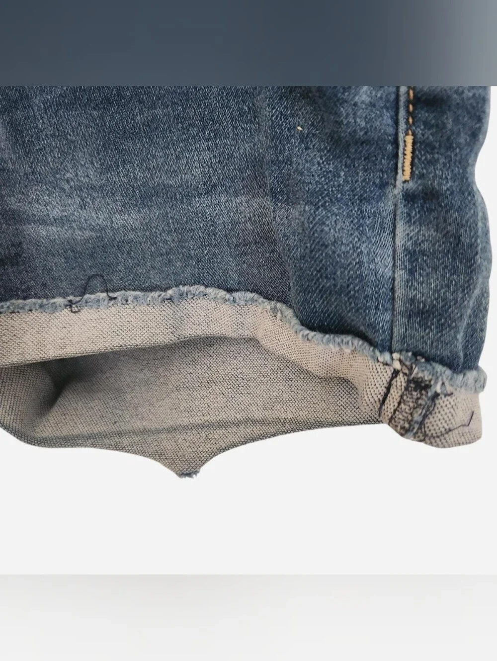 Medium Wash Triple Button Cuffed Denim Shorts